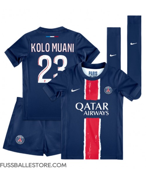 Günstige Paris Saint-Germain Randal Kolo Muani #23 Heimtrikotsatz Kinder 2024-25 Kurzarm (+ Kurze Hosen)
